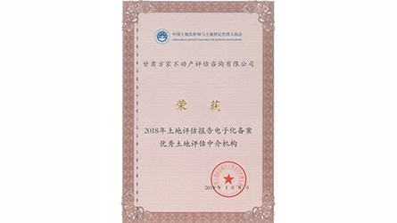 榮獲2018年土地評估報(bào)告電子化備案優(yōu)秀土地評估中介機(jī)構(gòu)